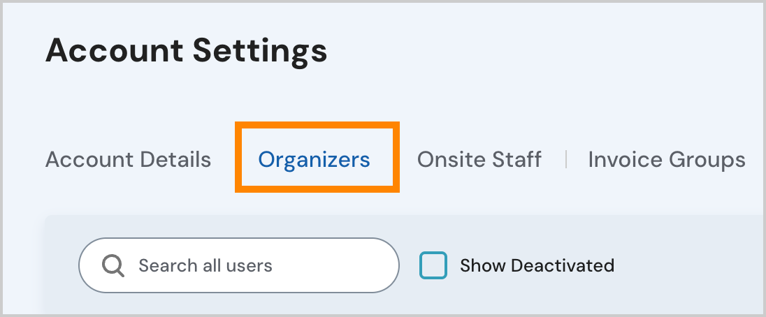 account settings organizers tab selected rideiq.png
